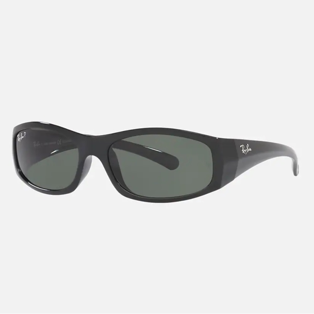 Ray-Ban Shiny Black/Green Polarized Unisex Sunglasses RB4093
